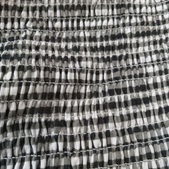 Express Black and White Smocked Lace Up Stretchy Gingham Tube Top Women's Large - Picture 11 of 12